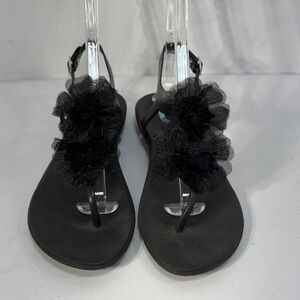 🌹 Oka-B Chic Black Floral Sandals